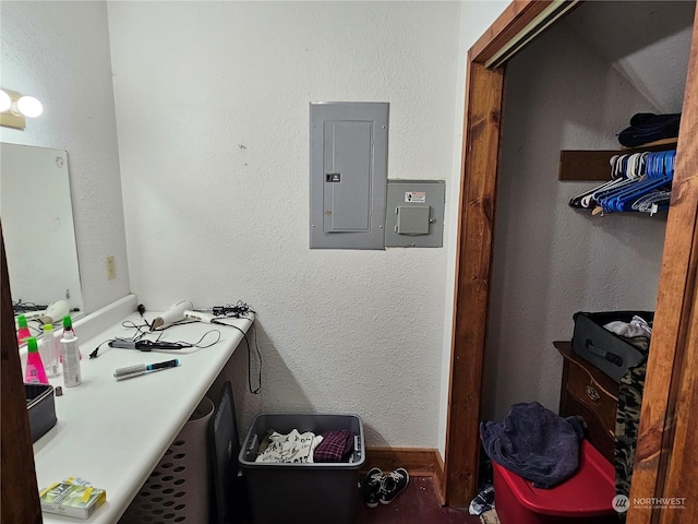 bathroom featuring electric panel