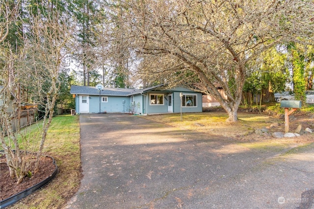 view of single story home