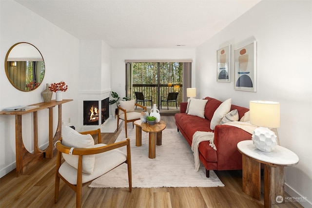 living room with hardwood / wood-style flooring