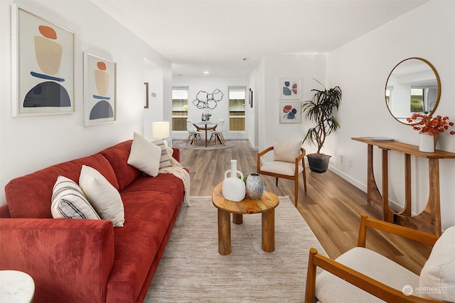 living room featuring light hardwood / wood-style flooring