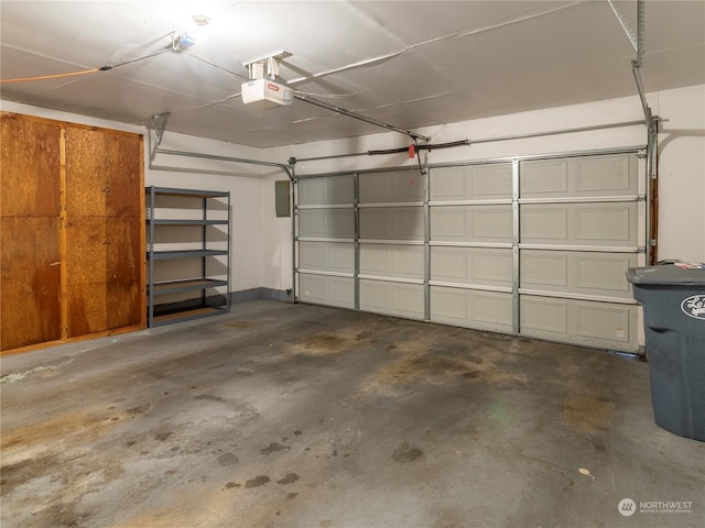 garage with a garage door opener