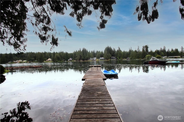 view of dock featuring a water view