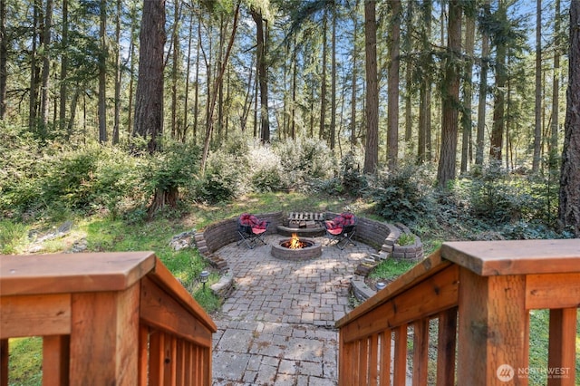 10405 Olympic Pl, Anderson Island, WA 98303 - view of yard featuring a fire pit and a patio area
