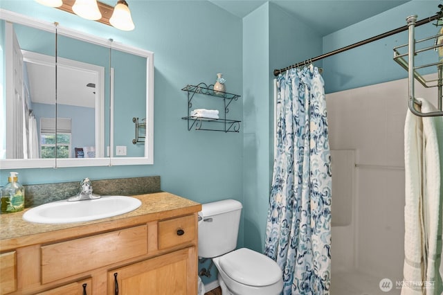 10405 Olympic Pl, Anderson Island, WA 98303 - full bathroom featuring a shower with shower curtain, toilet, and vanity