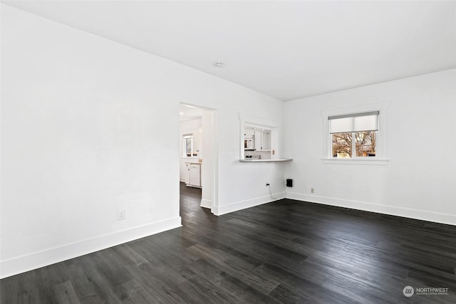 unfurnished living room with dark hardwood / wood-style floors