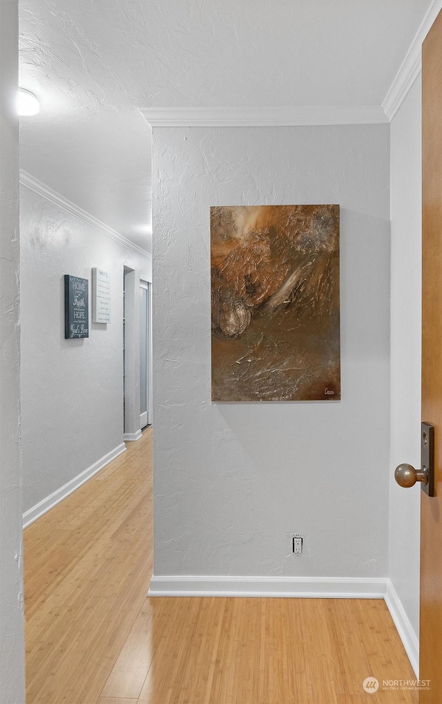 spare room featuring hardwood / wood-style floors and ornamental molding