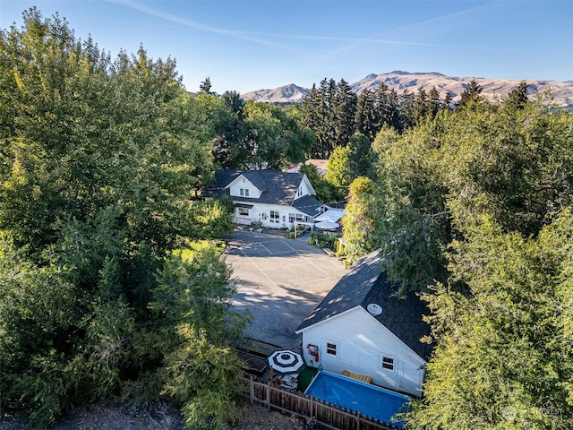 aerial view with a mountain view