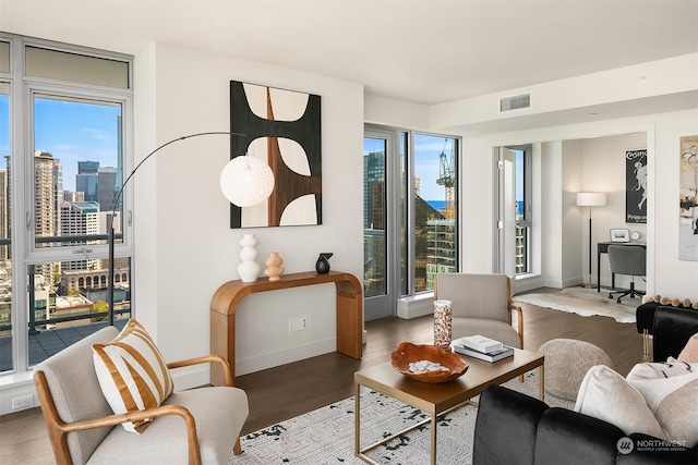 living room featuring hardwood / wood-style floors