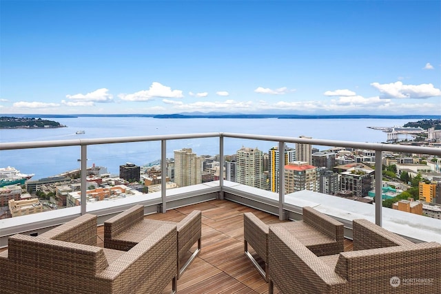 balcony with a water view