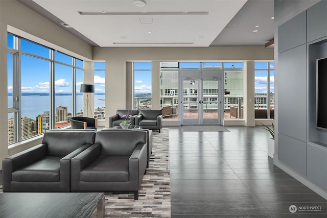 living room featuring french doors