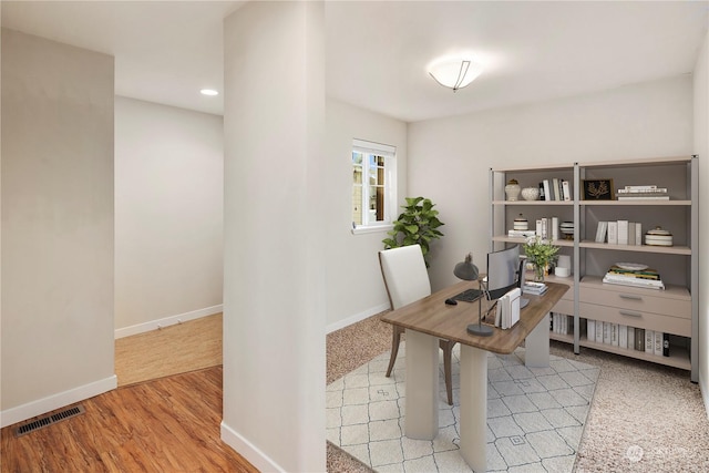 office featuring light hardwood / wood-style floors