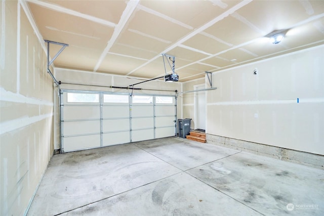 garage with a garage door opener