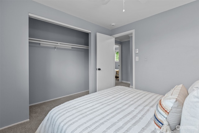 4626 143rd St E, Tacoma, WA 98446 - bedroom with ceiling fan, a closet, and dark colored carpet