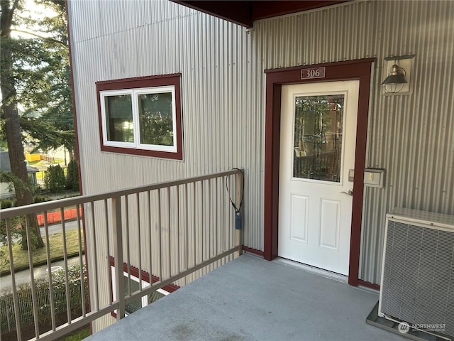 view of exterior entry with heating unit