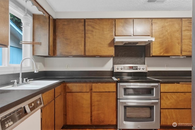 kitchen with dishwasher, stainless steel electric range, and sink