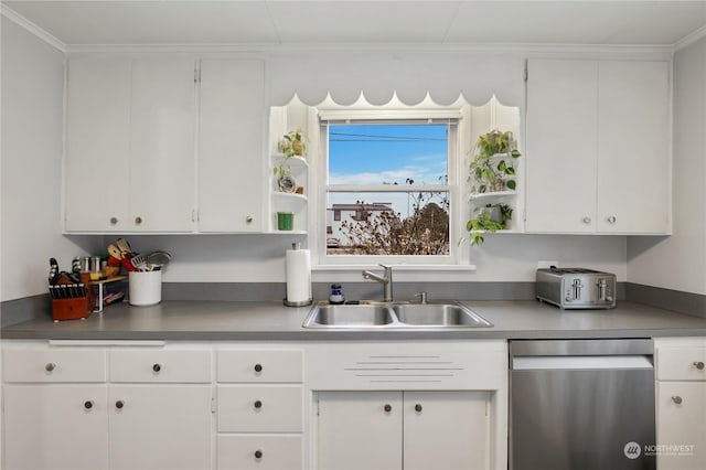 1207 W Pioneer, Puyallup, WA 98371 - kitchen featuring white cabinetry, dishwasher, and sink