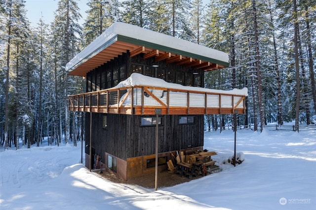 view of snow covered structure