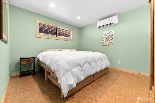 bedroom with a wall mounted AC