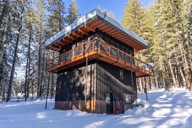 view of snow covered exterior