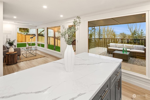 interior space with light hardwood / wood-style flooring