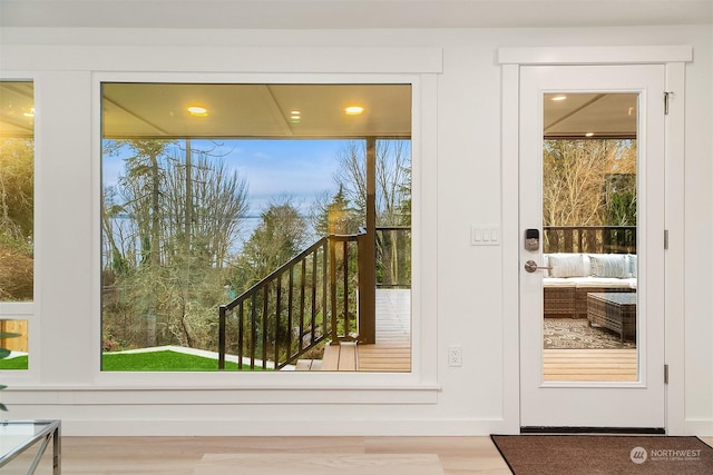 doorway featuring hardwood / wood-style flooring