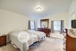 bedroom with lofted ceiling