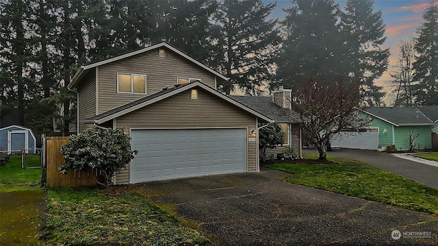 front facade with a garage