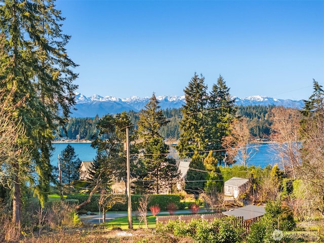 view of water feature with a mountain view