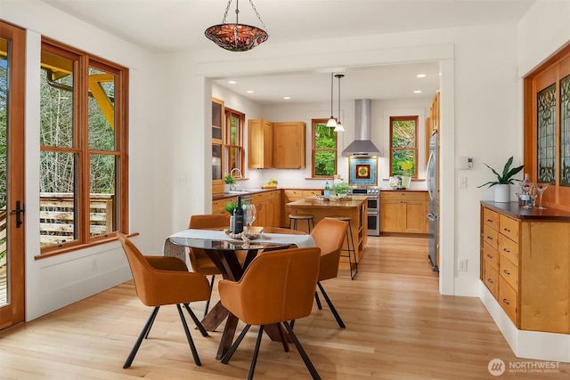 dining room featuring light hardwood / wood-style flooring