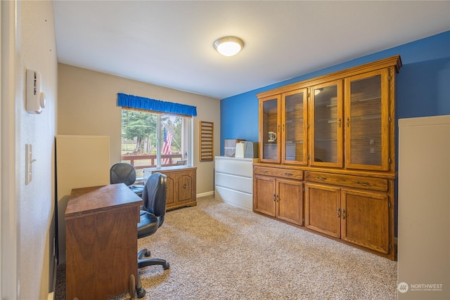 view of carpeted home office