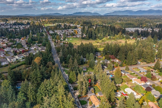 aerial view with a mountain view