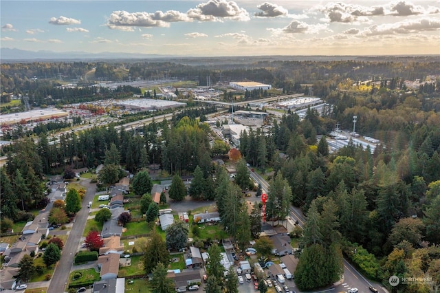 view of aerial view at dusk