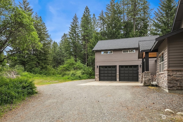 view of garage