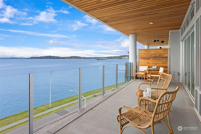 balcony with a water view