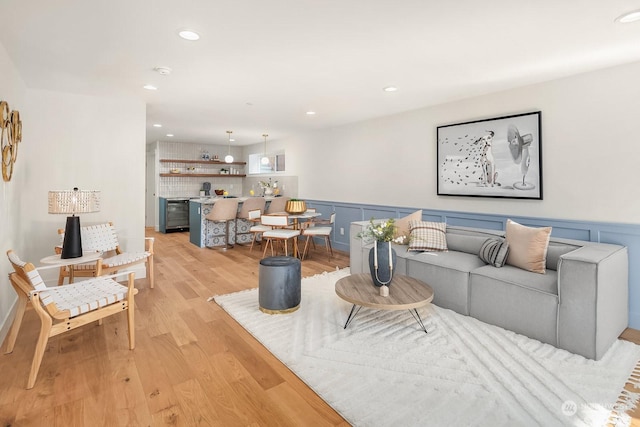 living room featuring light hardwood / wood-style flooring