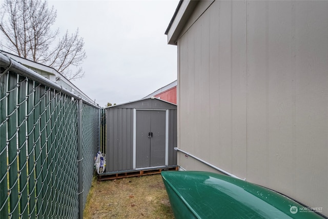 exterior space with a storage unit