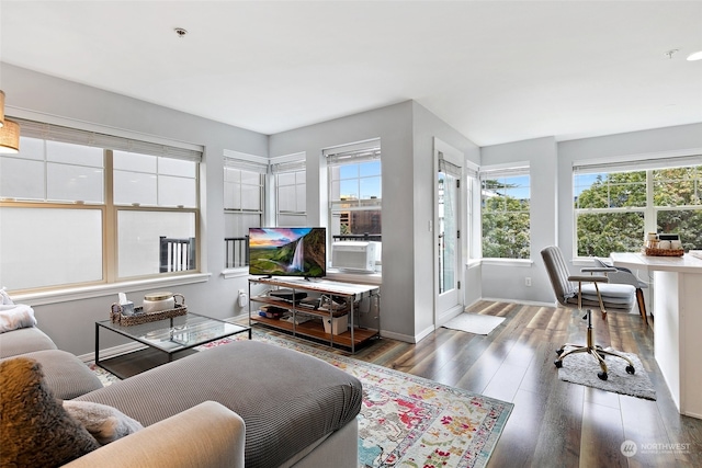 living room featuring dark hardwood / wood-style floors