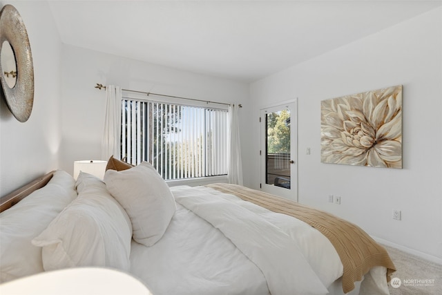 carpeted bedroom featuring access to exterior