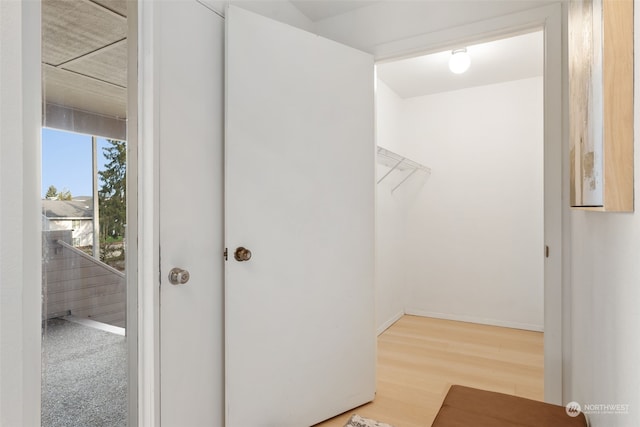 walk in closet featuring hardwood / wood-style flooring