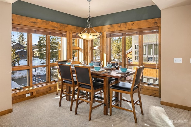 view of carpeted dining room