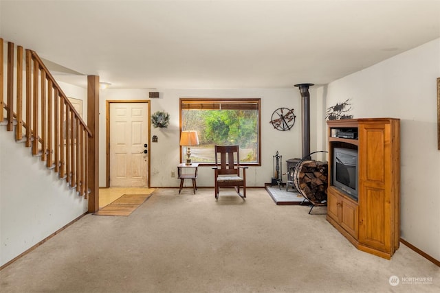 interior space with light colored carpet