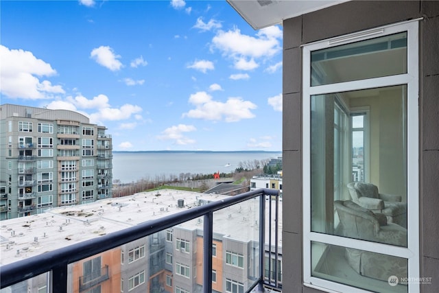 balcony with a water view