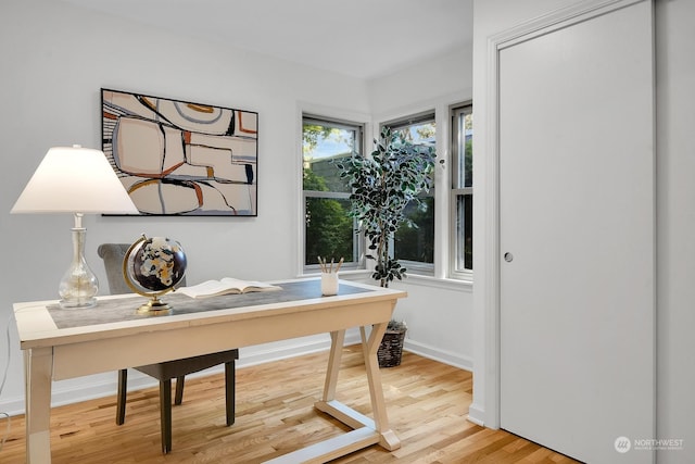 office space featuring hardwood / wood-style flooring