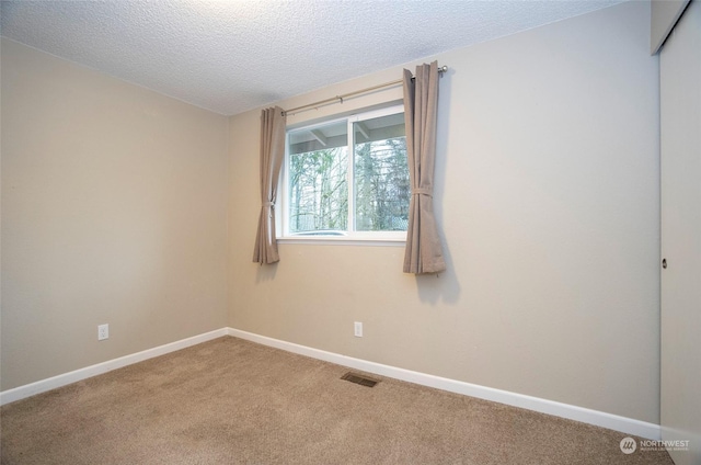 empty room featuring carpet flooring and a textured ceiling