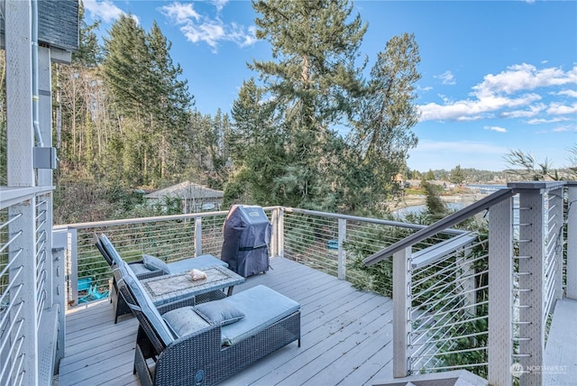 wooden deck with area for grilling