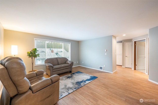 living room featuring light wood-type flooring