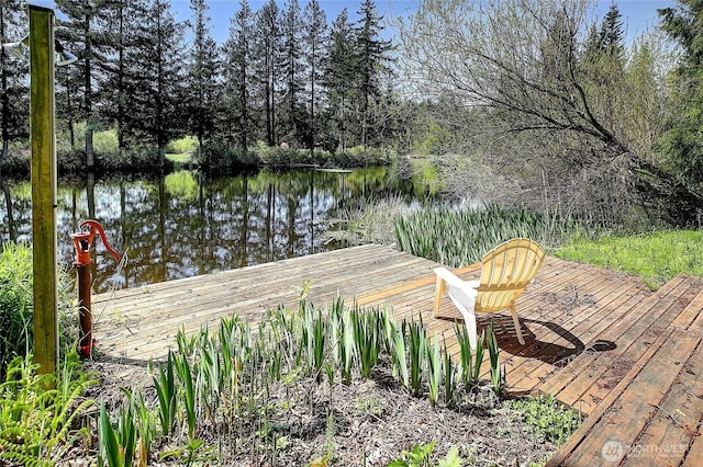 dock area featuring a water view