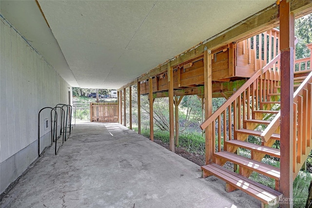 view of patio / terrace with stairway
