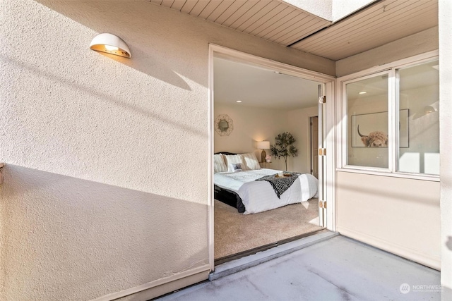 interior space with wooden ceiling