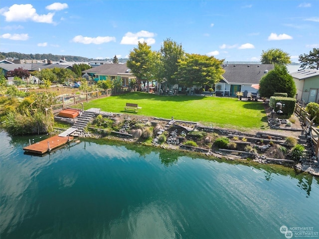 property view of water with a boat dock